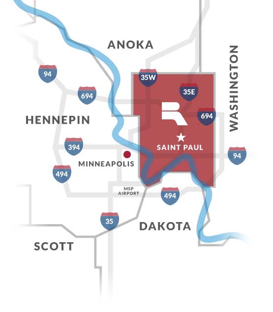 Location map of Ramsey County, Minnesota