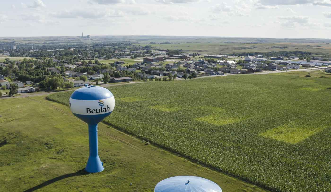 aerial view of Beulah, ND