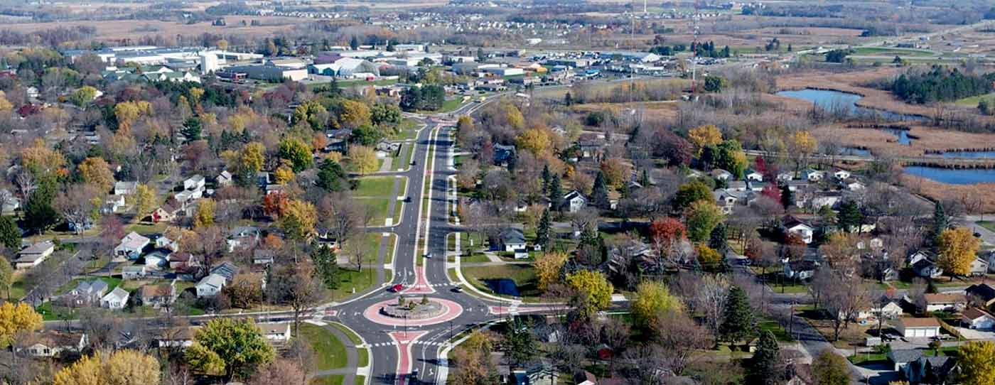Aerial view of housing in Sauk Rapids, Benton County, MN