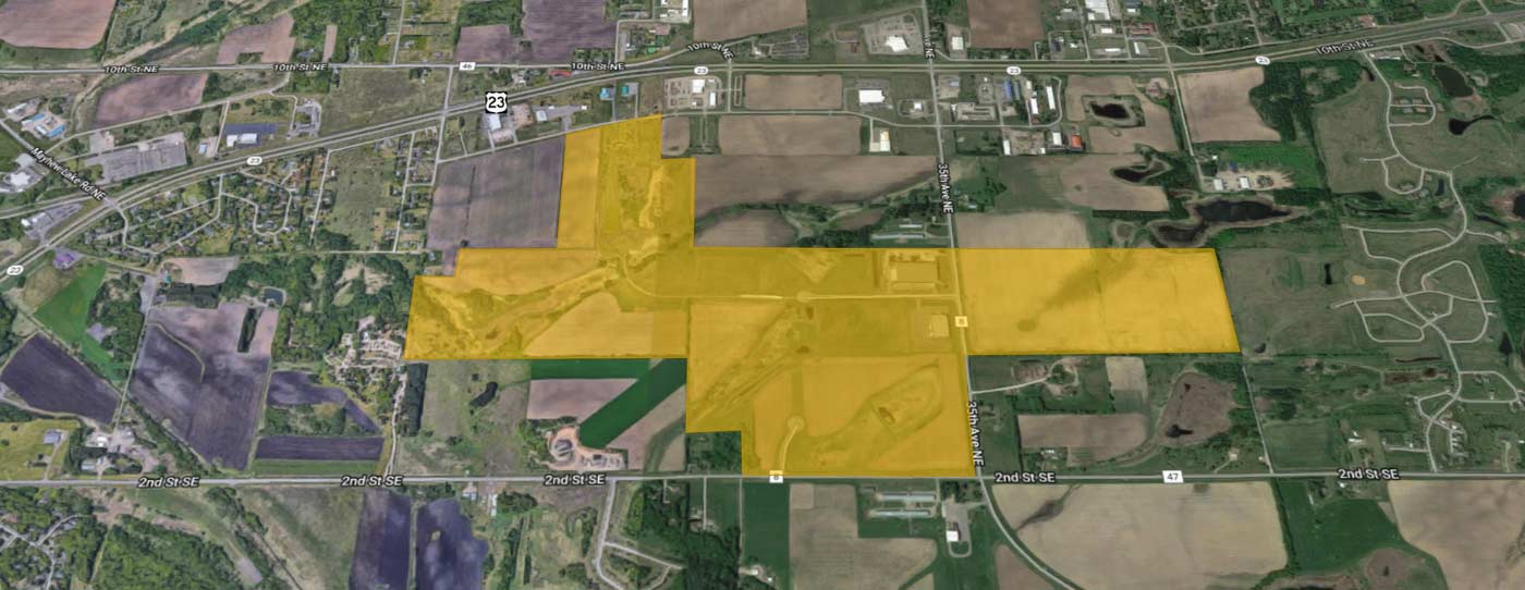 Aerial view of industrial land in Benton County, MN