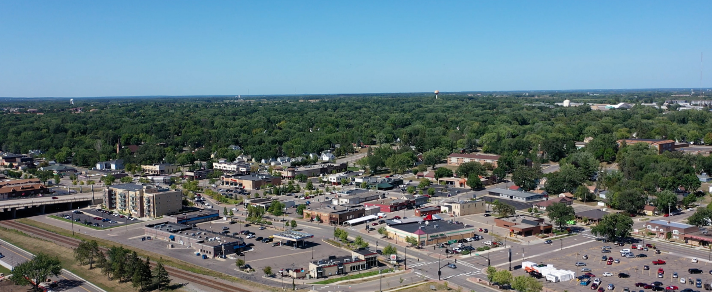 aerial view of residential roads