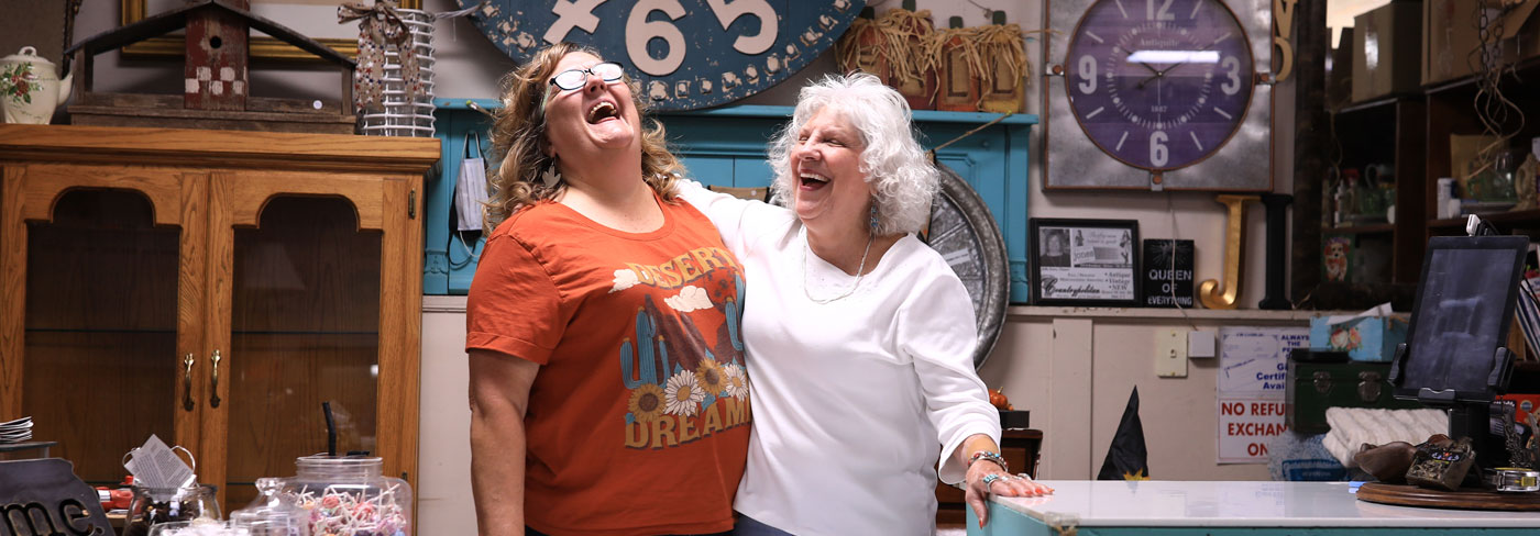 woman laughing with her mother