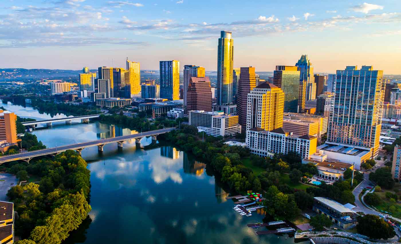 aerial view of Austin, TX