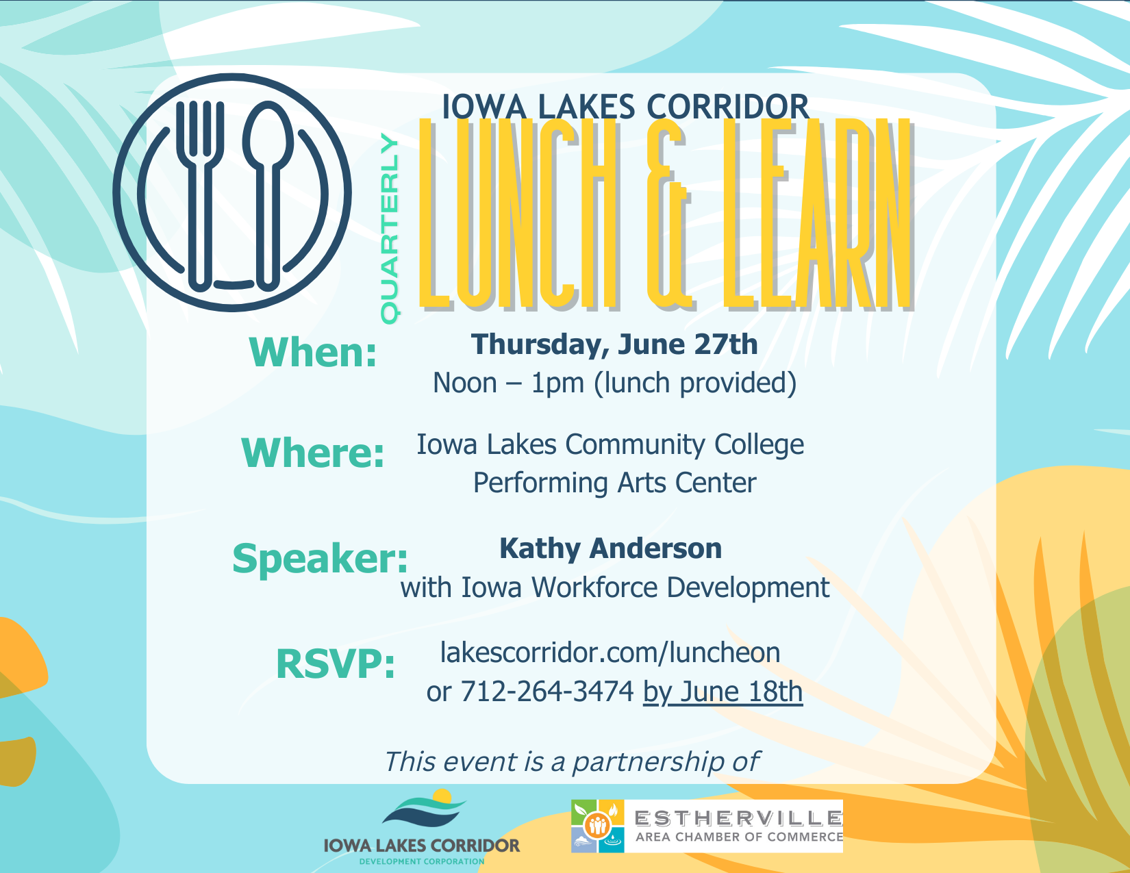 Click the Corridor to host Workforce Lunch & Learn in partnership with the Estherville Chamber Slide Photo to Open
