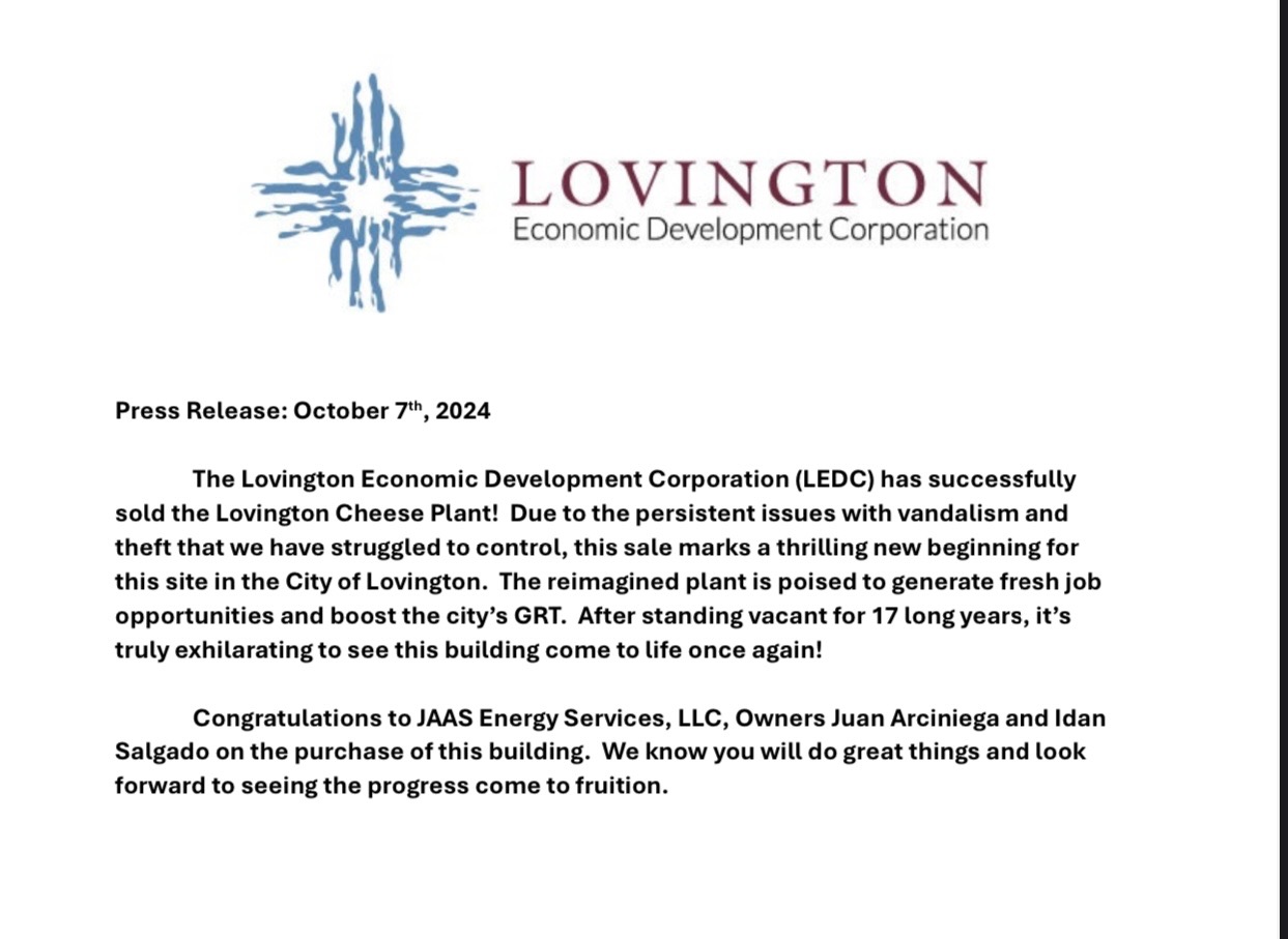 Lovington Cheese Plant Sold! Photo