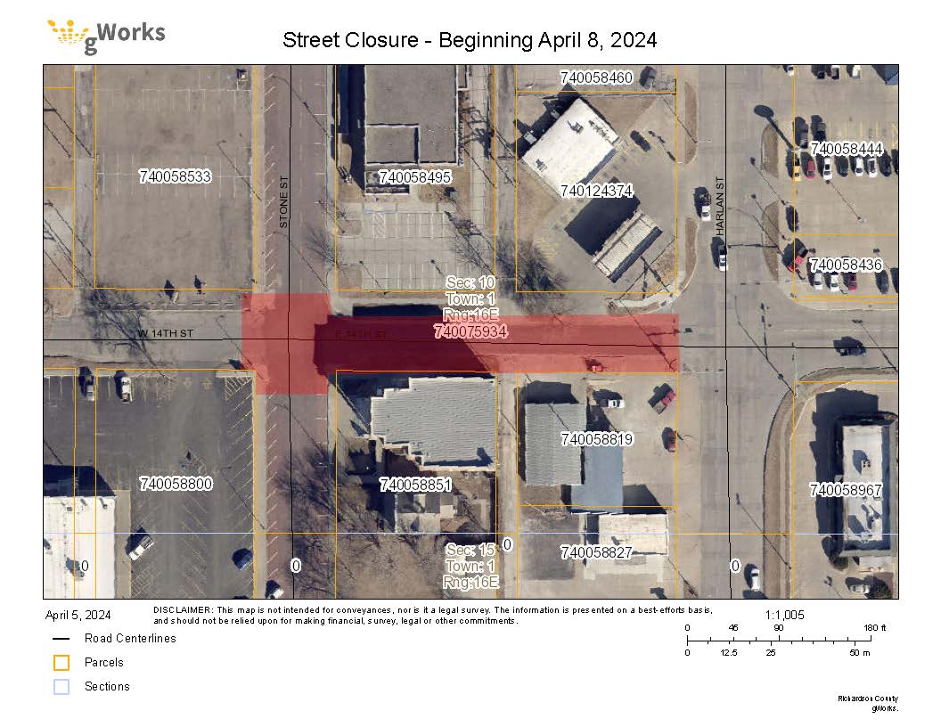 Street Closure Beginning April 8: 14th Street between Harlan and Stone Photo - Click Here to See