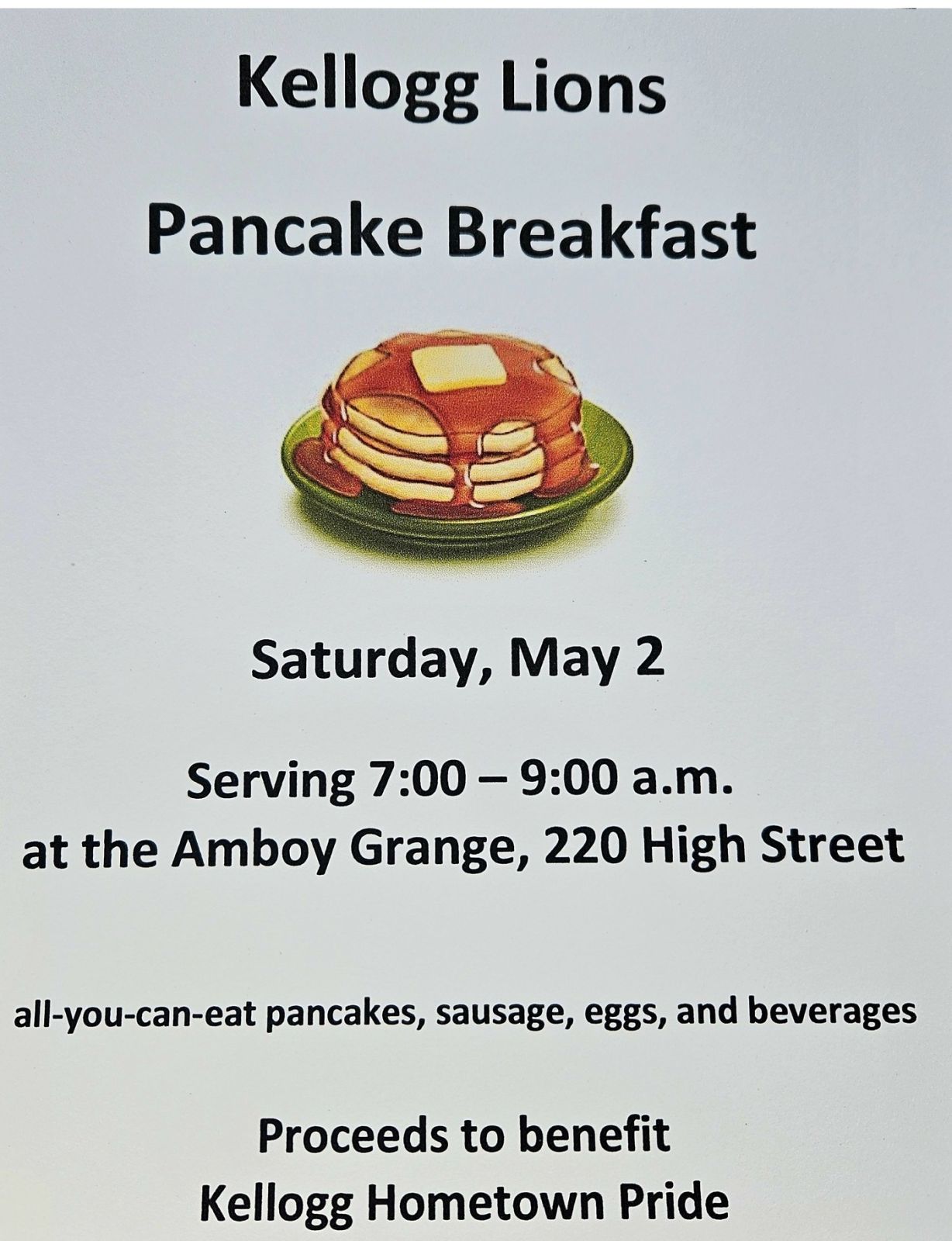 Kellogg Lions Pancake Breakfast poster