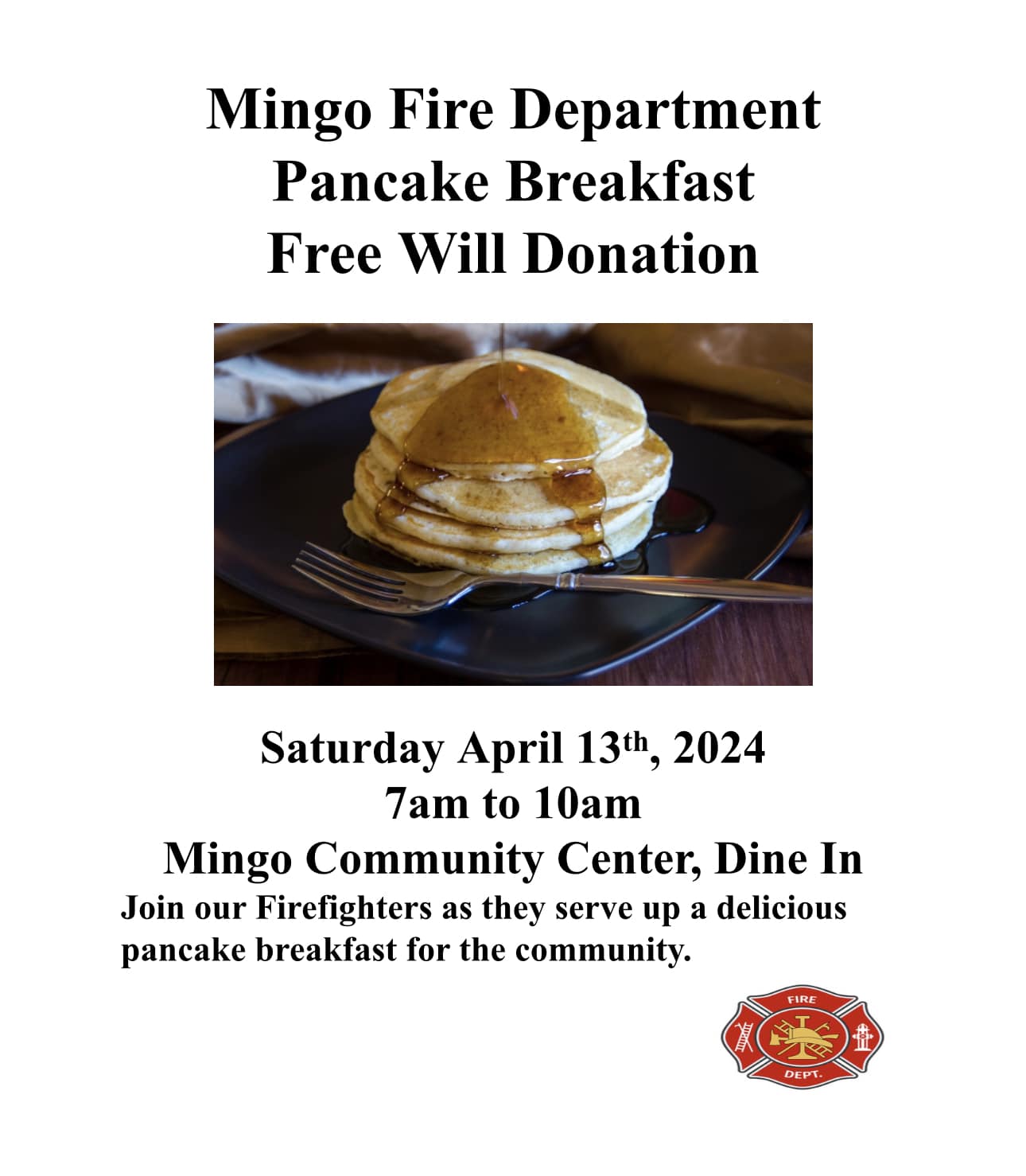 Event Promo Photo For Mingo Fire Department Pancake Breakfast