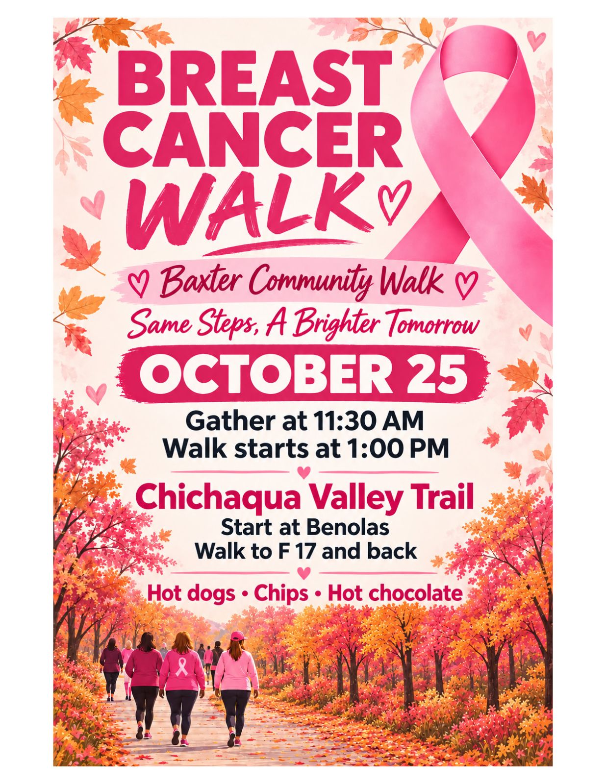 Baxter Community Breast Cancer Walk poster