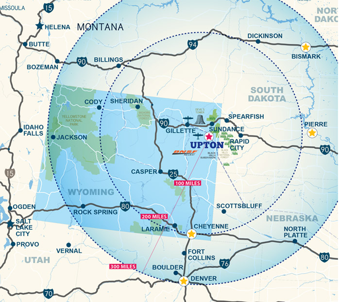 Upton, WY location map