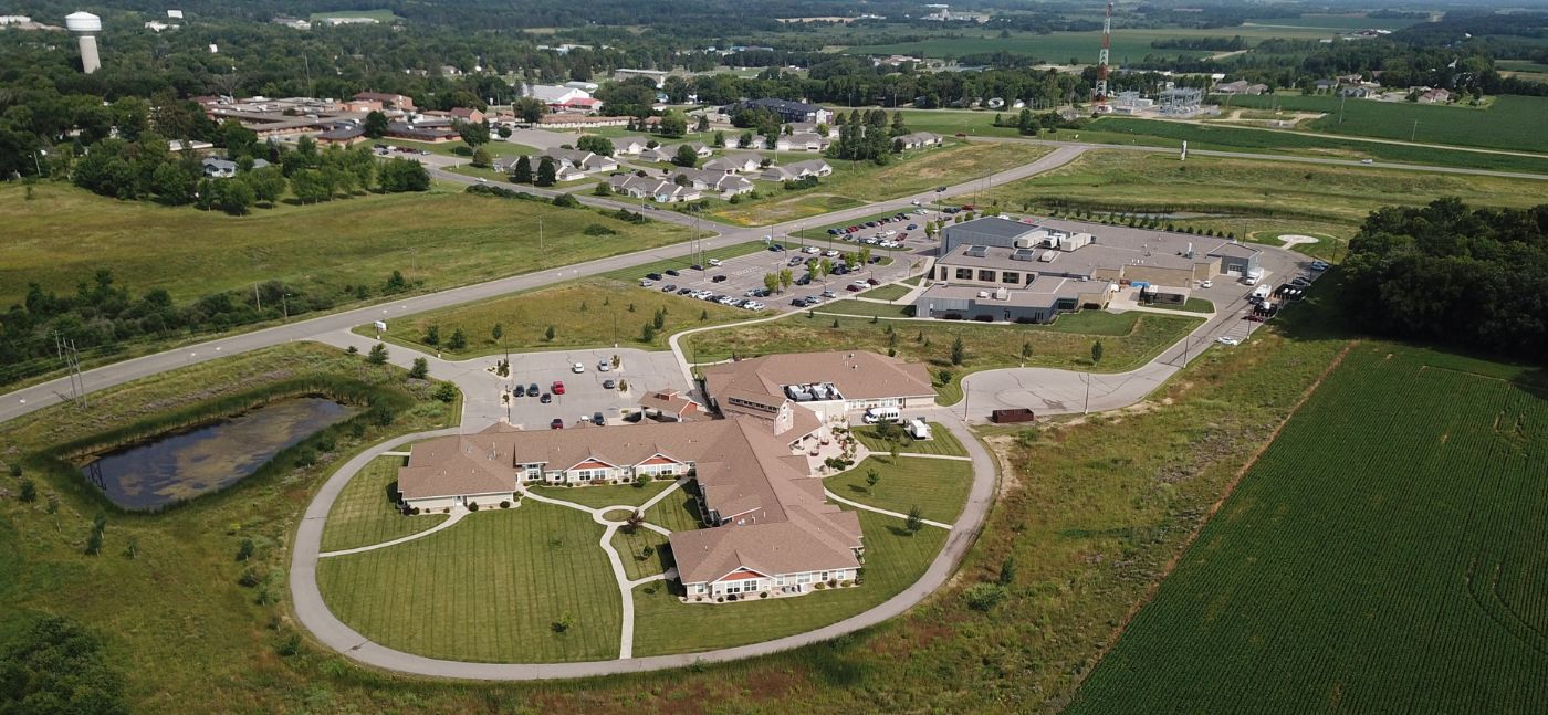 aerial photo of CentraCare facility in Long Prairie