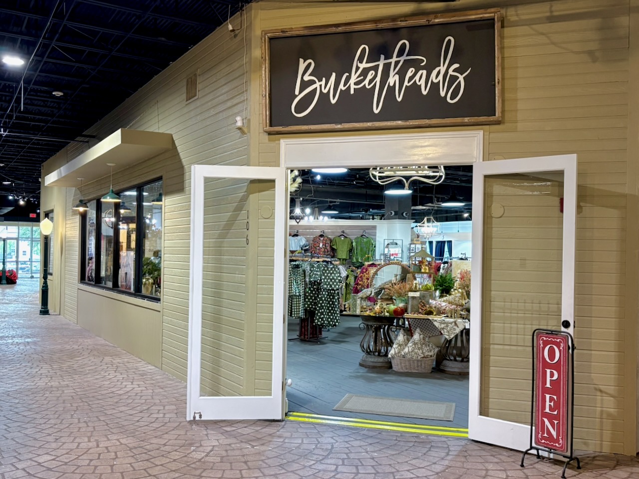 The exterior store front at Bucketheads, a new boutique in Grapevine