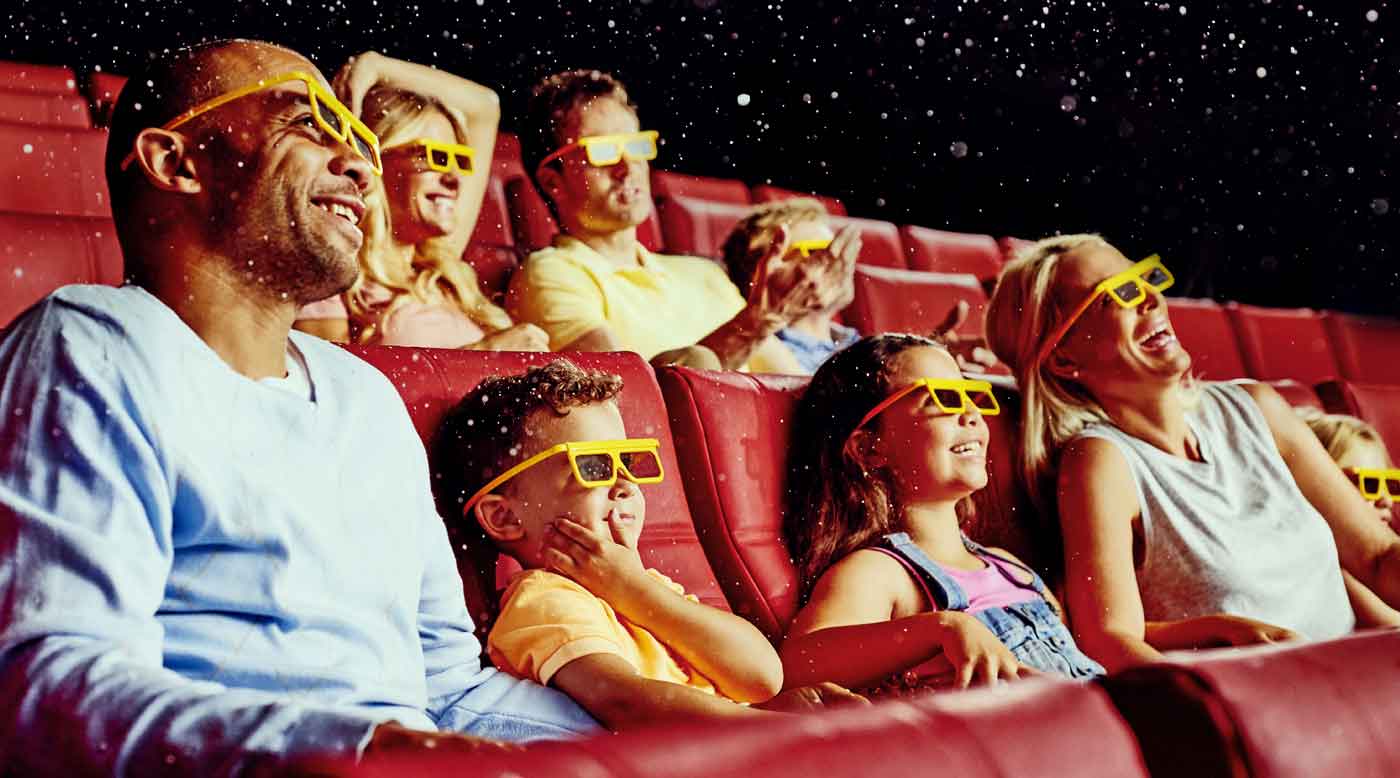 family watching 3d movie in cinema