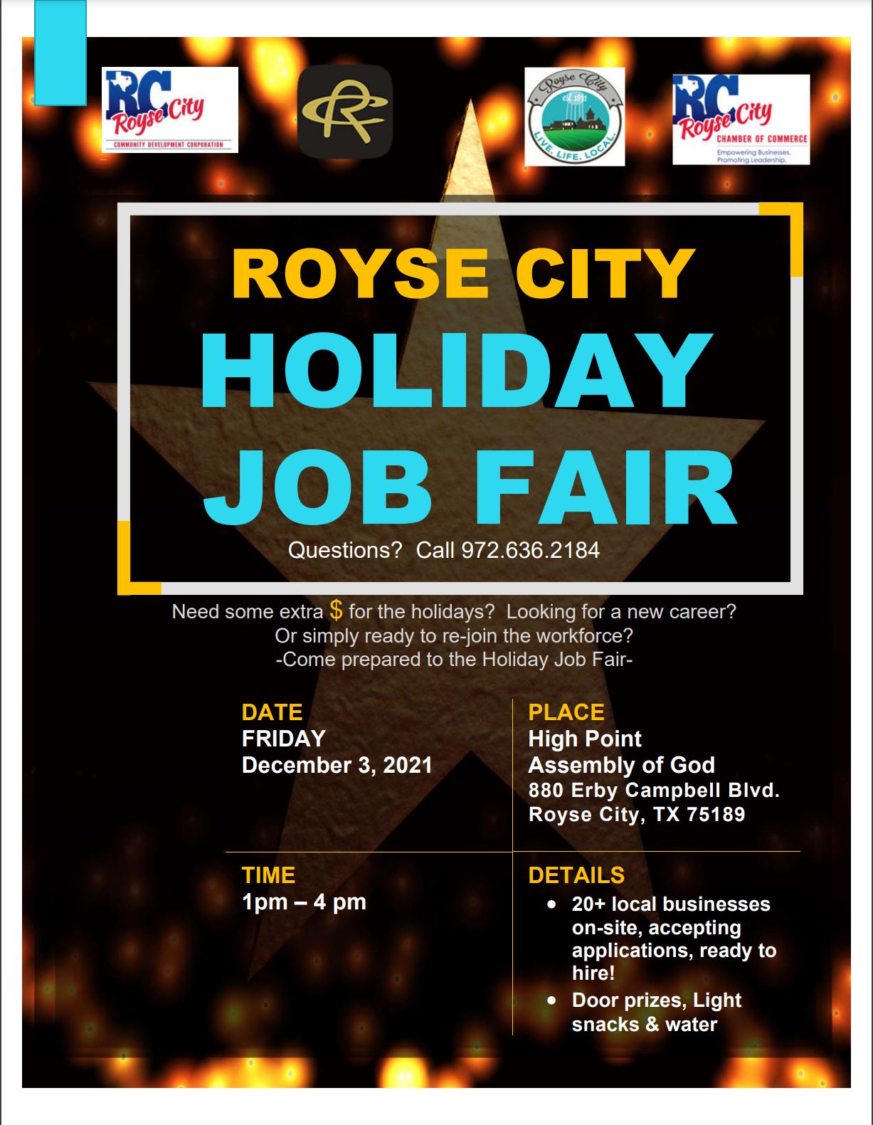 Click the Find Your Perfect Career at the Royse City Holiday Job Fair on December 3rd! Slide Photo to Open