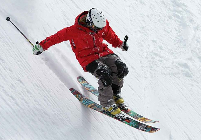 skier on a steep slope