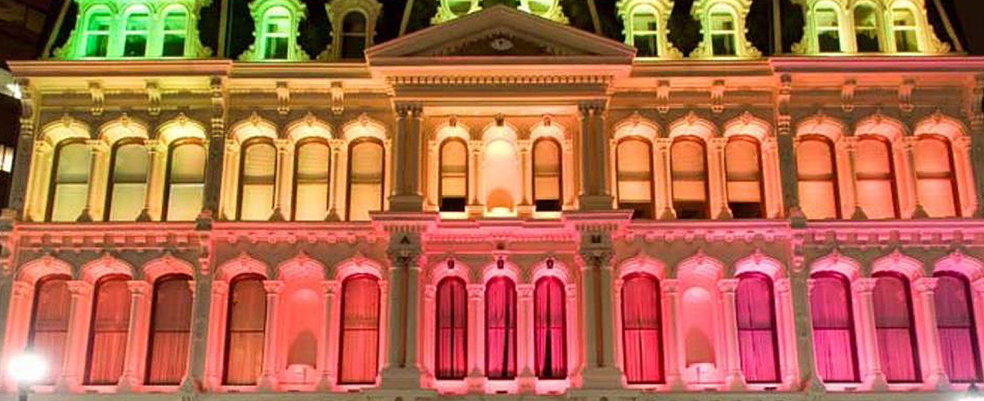 opera house lights at night