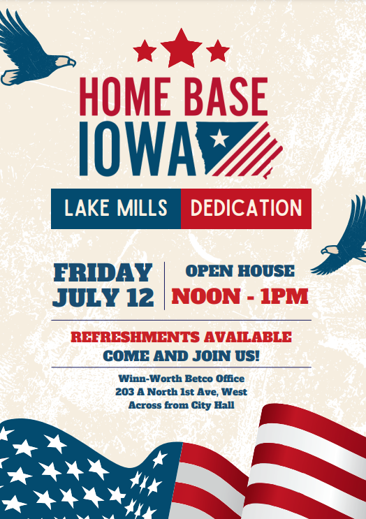 Event Promo Photo For Home Base Iowa Lake Mills Dedication