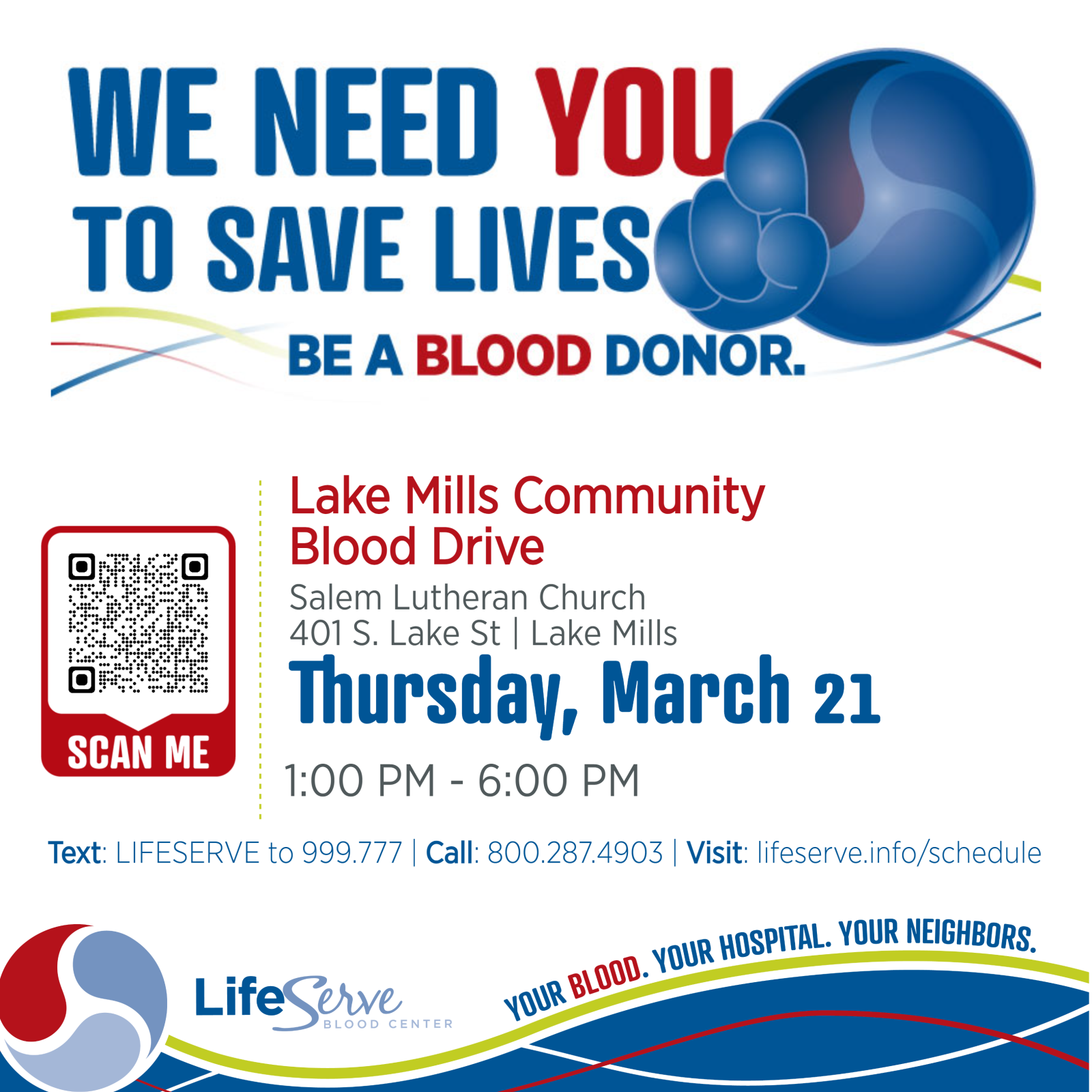 Event Promo Photo For Lake Mills Community Blood Drive