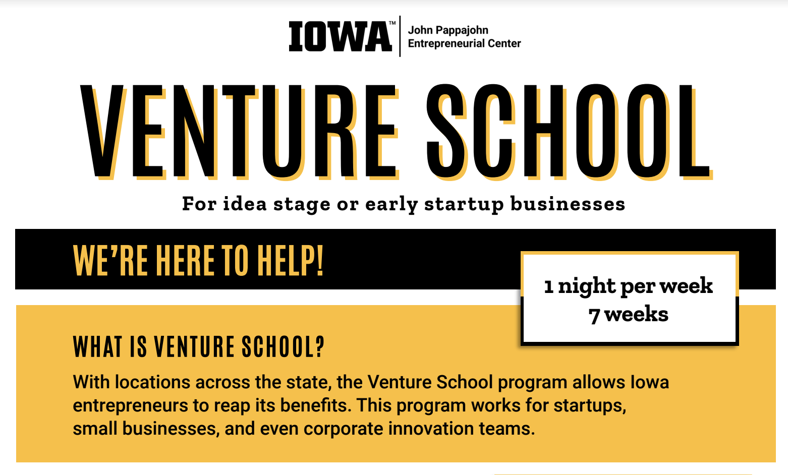 Event Promo Photo For Venture School – University of Iowa Spring Cohort