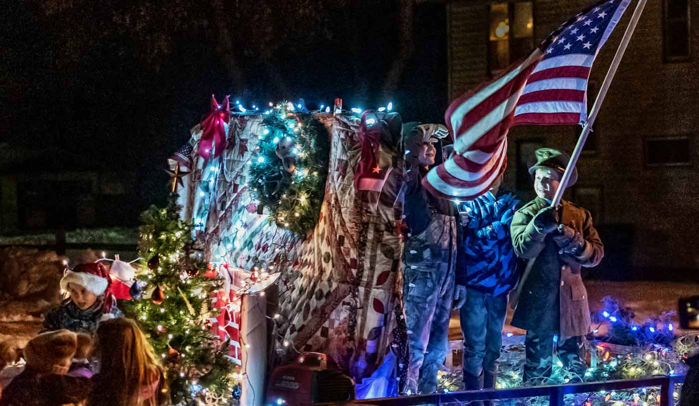 lights on a parade float in Wall, SD