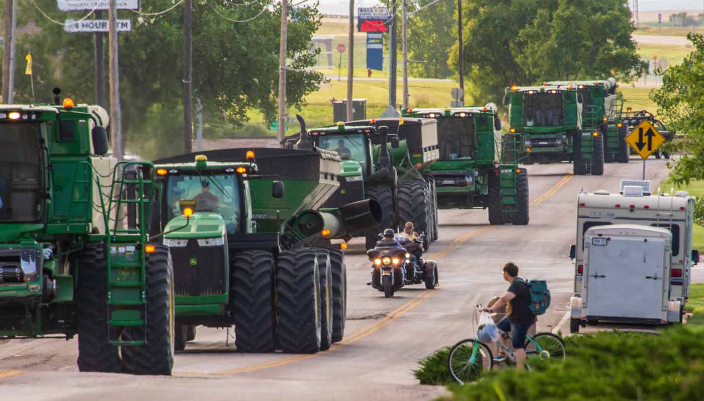 parade of tractors in Wall, SD