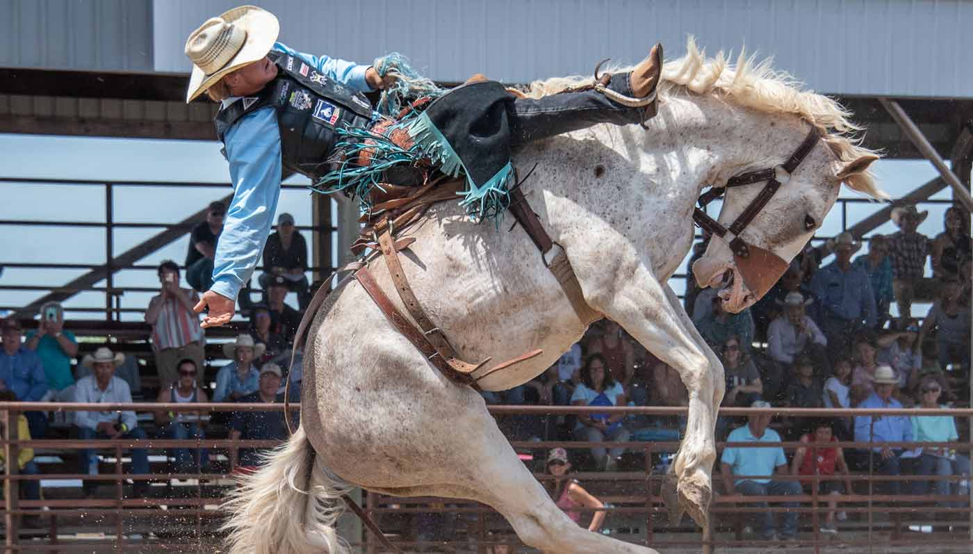 bronc riding at the rodeo in Wall, SD