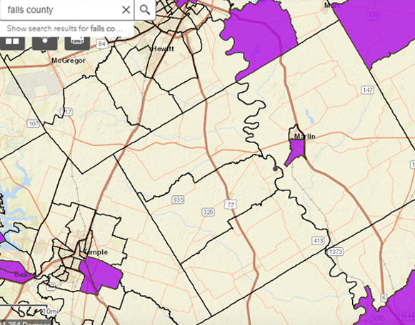 falls county opportunity zone map