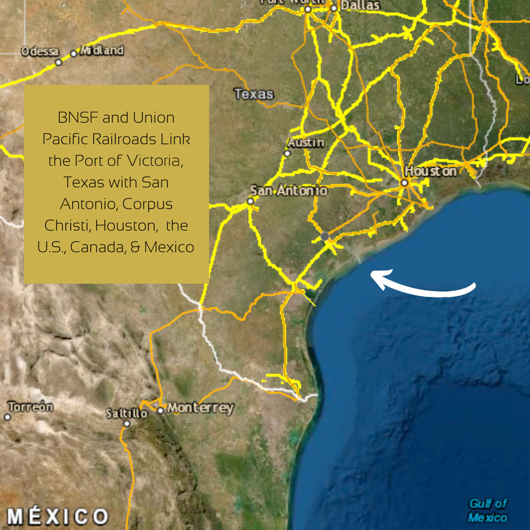 bnsf and union pacific rail lines to Victoria, TX