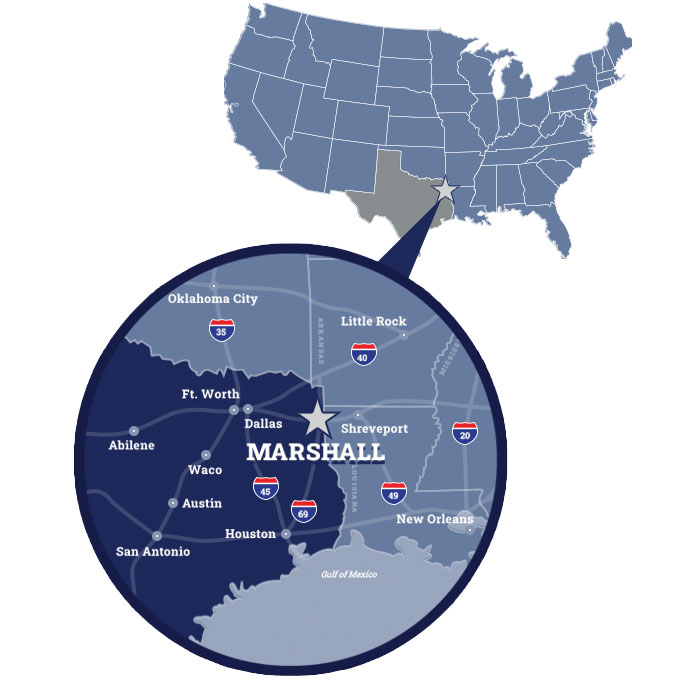 Marshall, TX map