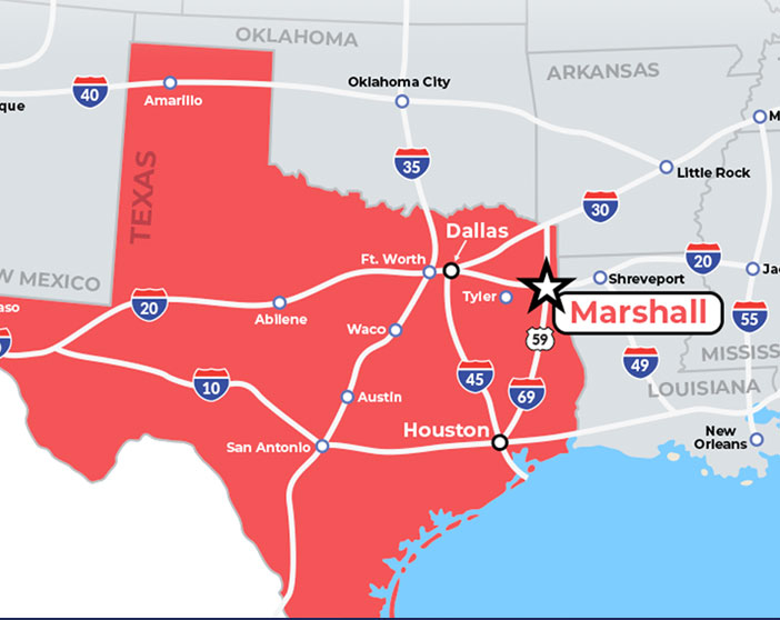 Marshall, TX map