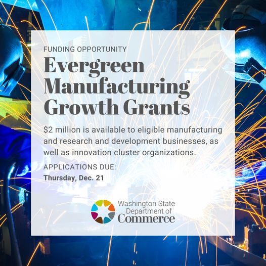 Deadline extended on Evergreen Manufacturing Growth Grants - now Jan 10th Main Photo