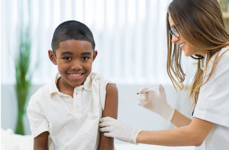 boy getting injection