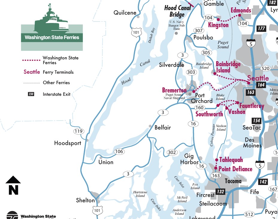 Washington State Ferries Route Map