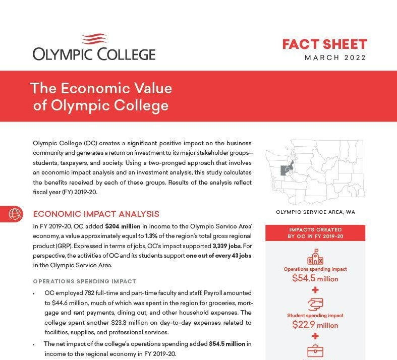 Click to view Economic Value of Olympic College link
