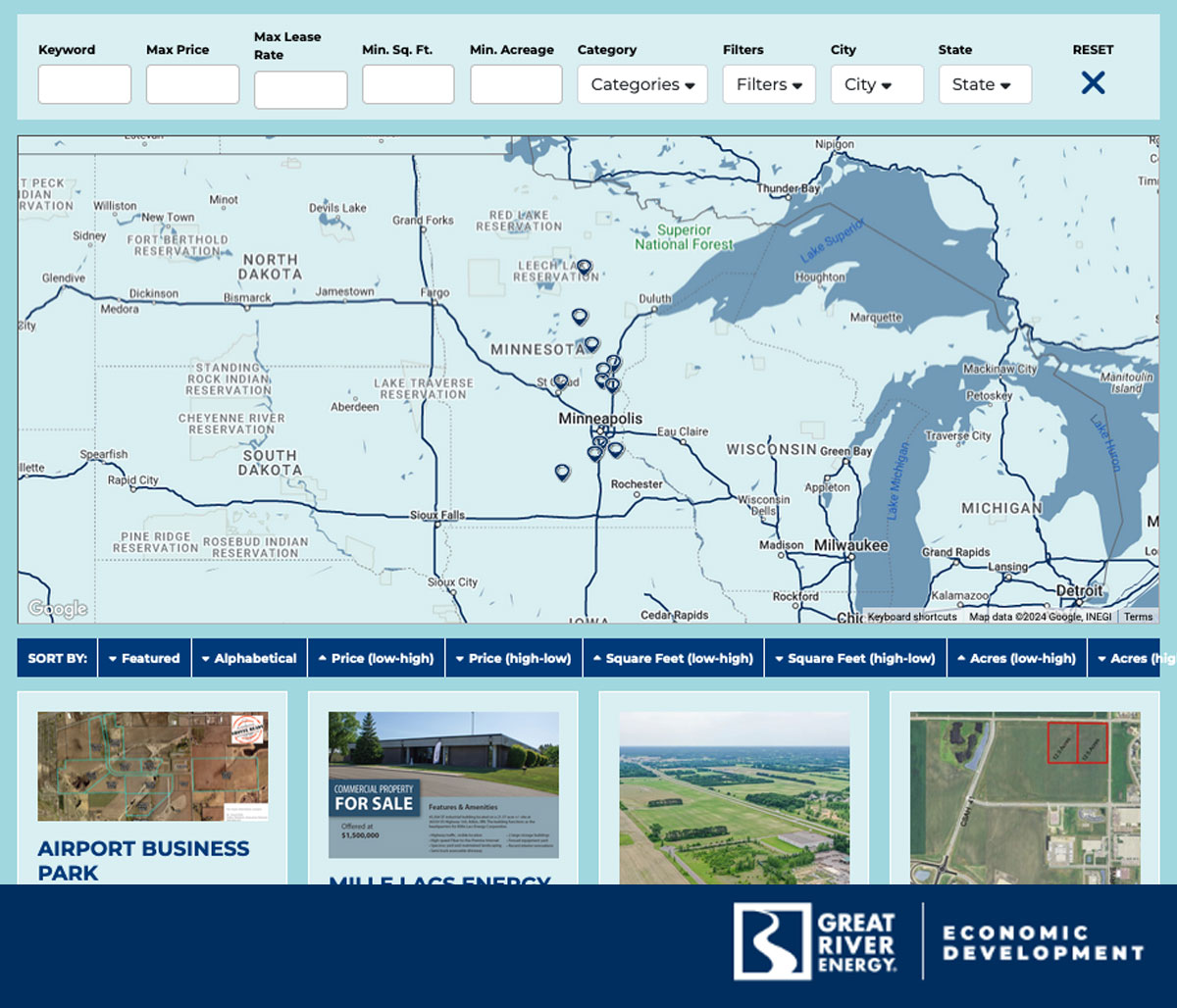 Search for Development-ready Sites in Minnesota on the GRE Website Photo