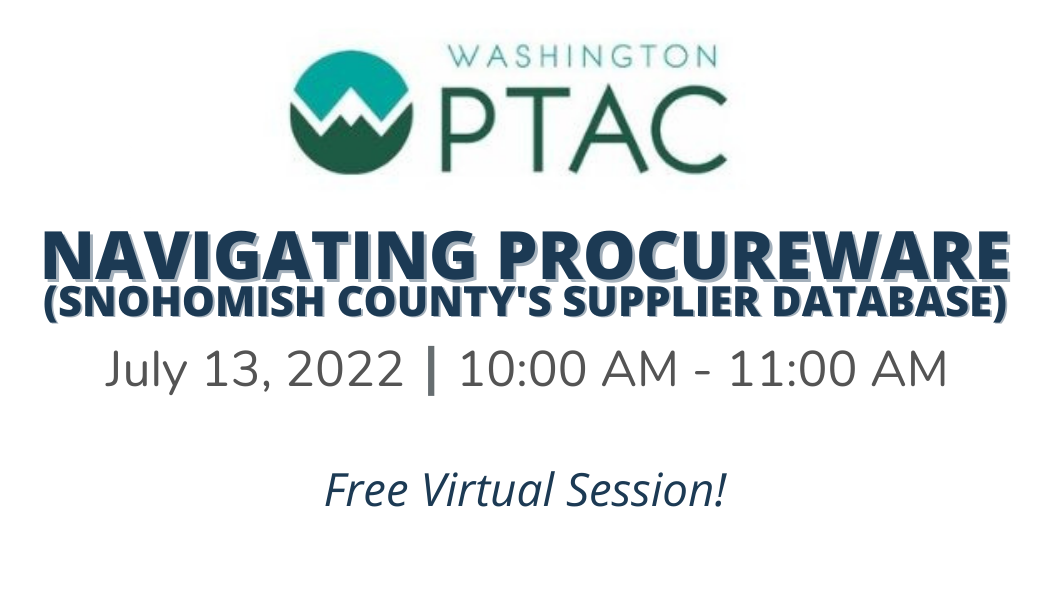 Event Promo Photo For Navigating Procureware (Snohomish County's Supplier Database)