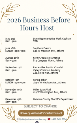 Event Promo Photo For Athens Area Chamber of Commerce Business Before Hours
