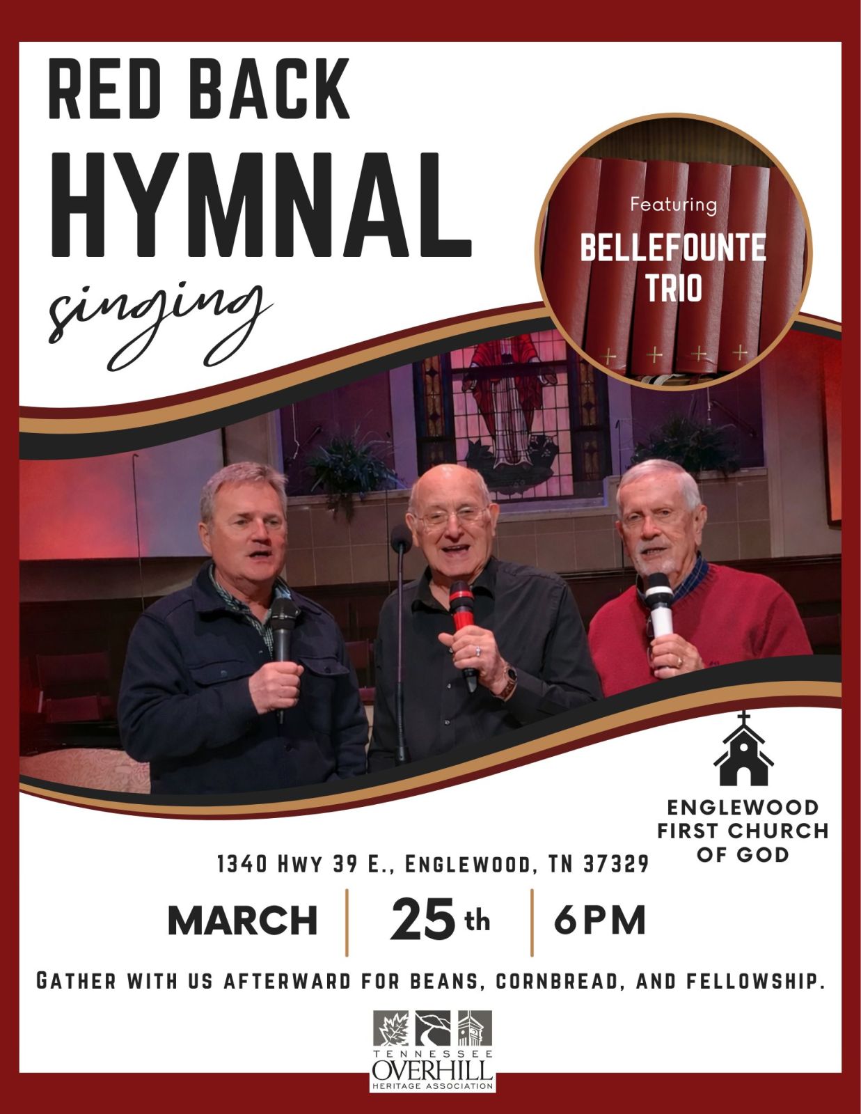 Event Promo Photo For Red Back Hymnal Singing Featuring Bellefounte Trio