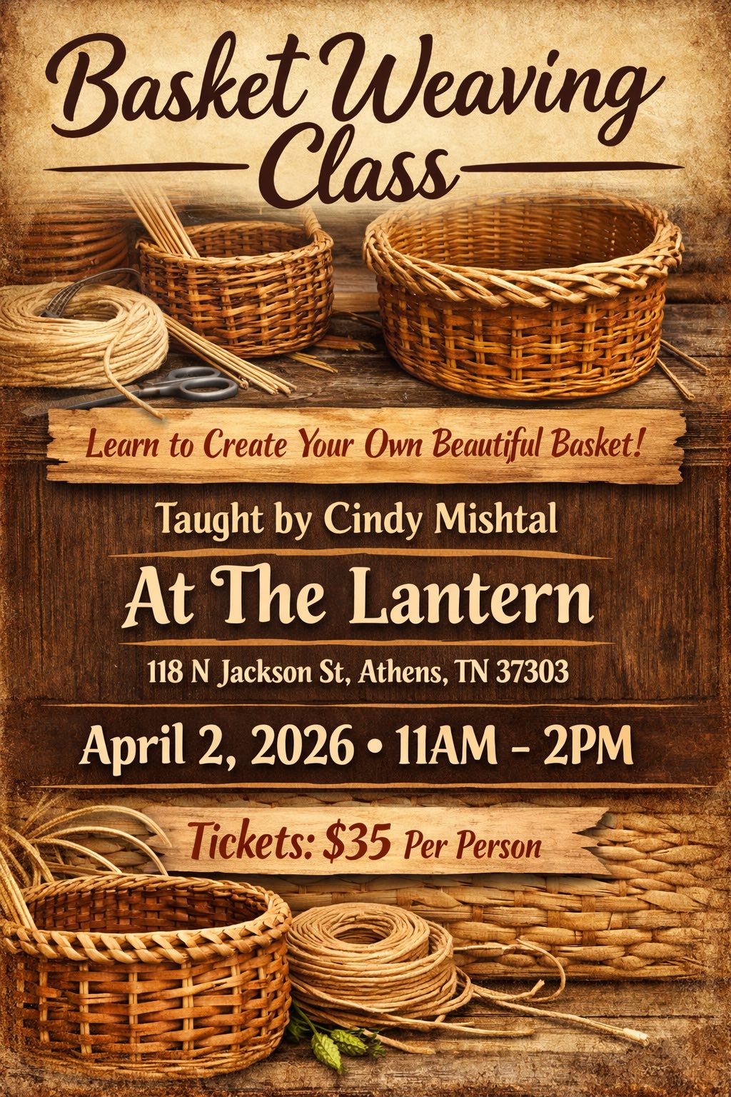 Event Promo Photo For Basket Weaving Class at The Lantern