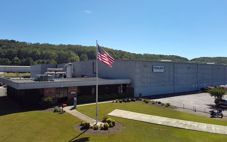 The image shows the Polar Tank Trailer manufacturing facility located at 1145 Congress Parkway N. in Athens, Tennessee, in McMinn County.