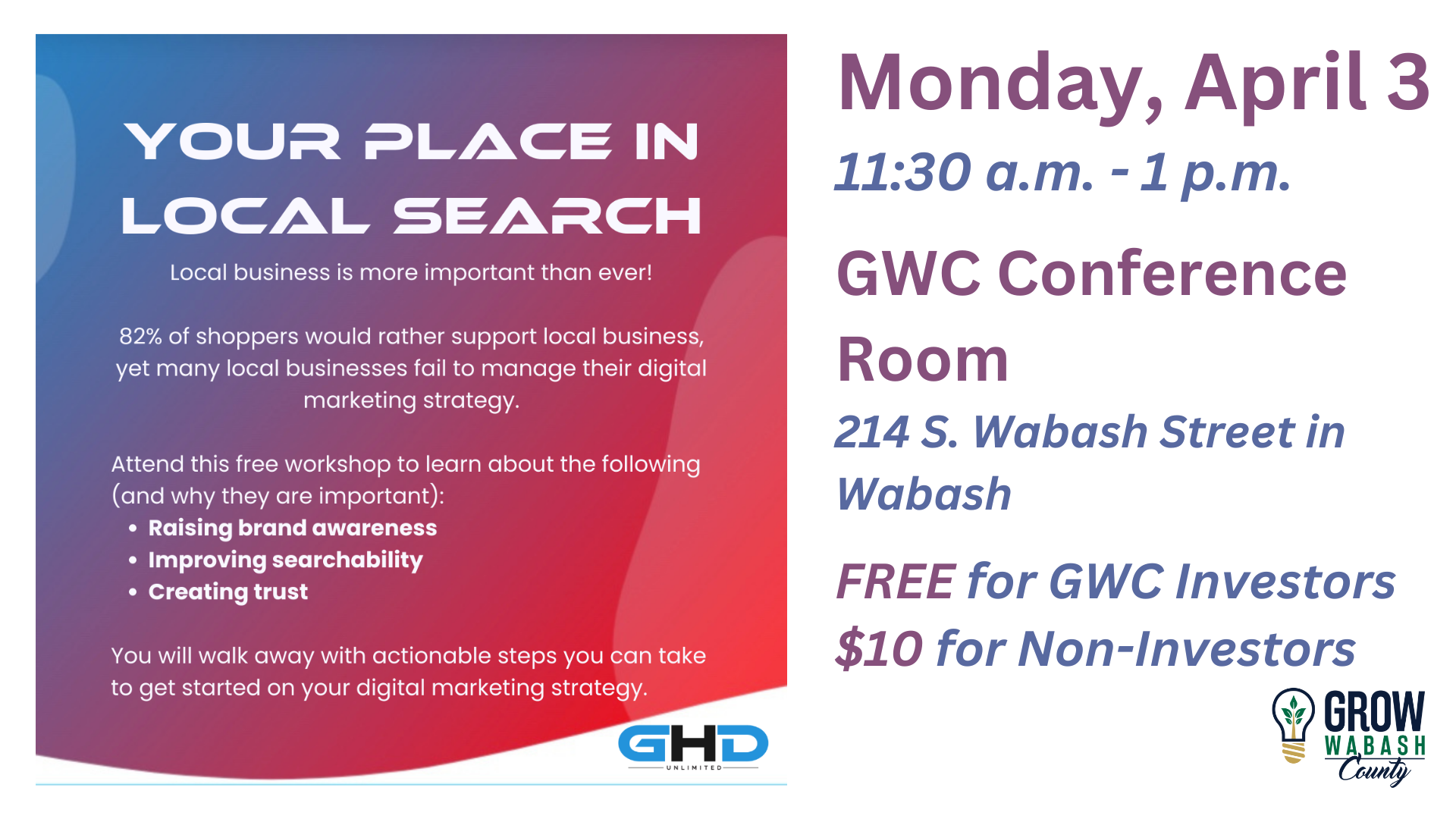 GWC to host GHD Unlimited for small business Lunch & Learn main photo