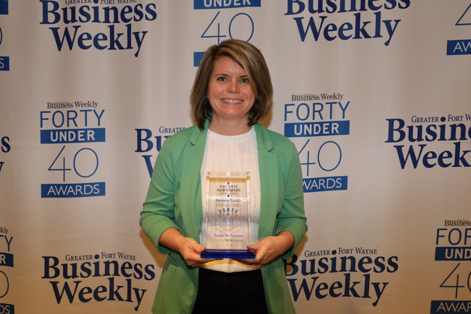 Click the Zartman recognized on 2024 "40 Under 40" List by Fort Wayne Business Weekly slide photo to open