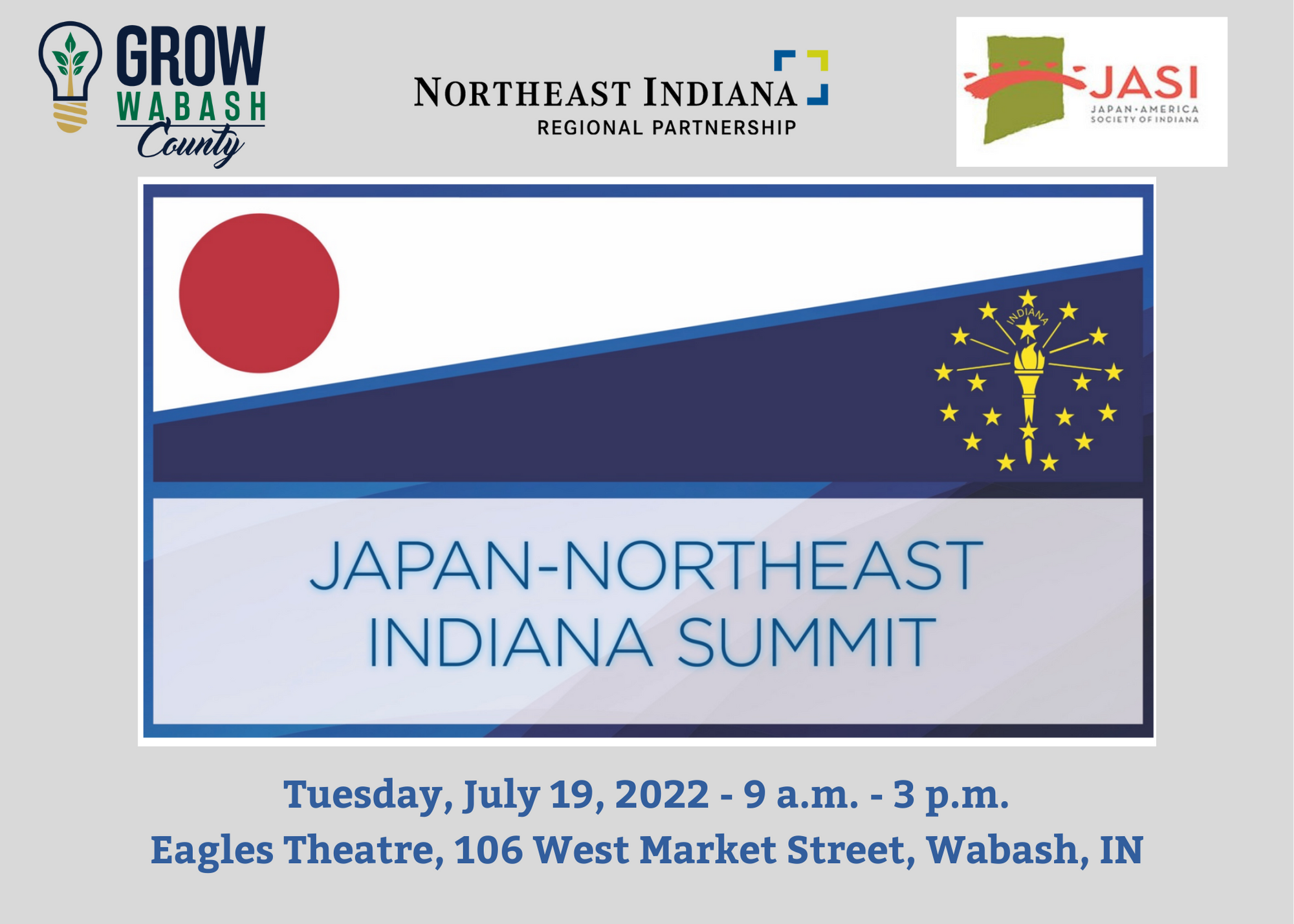 Grow Wabash County, JASI, NEIRP to host 4th Annual Japan-NE Indiana Summit on Tuesday, July 19 Main Photo