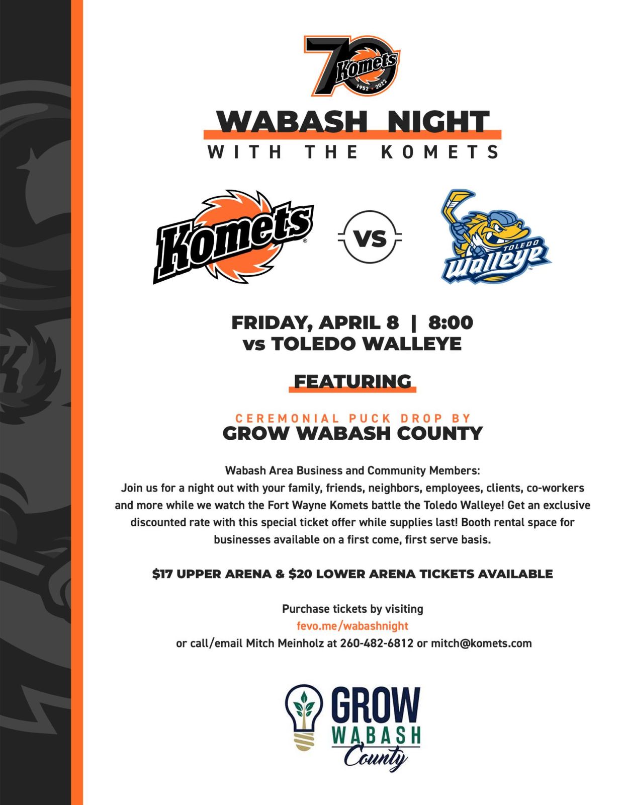 Komets game to celebrate Wabash County April 8 Main Photo