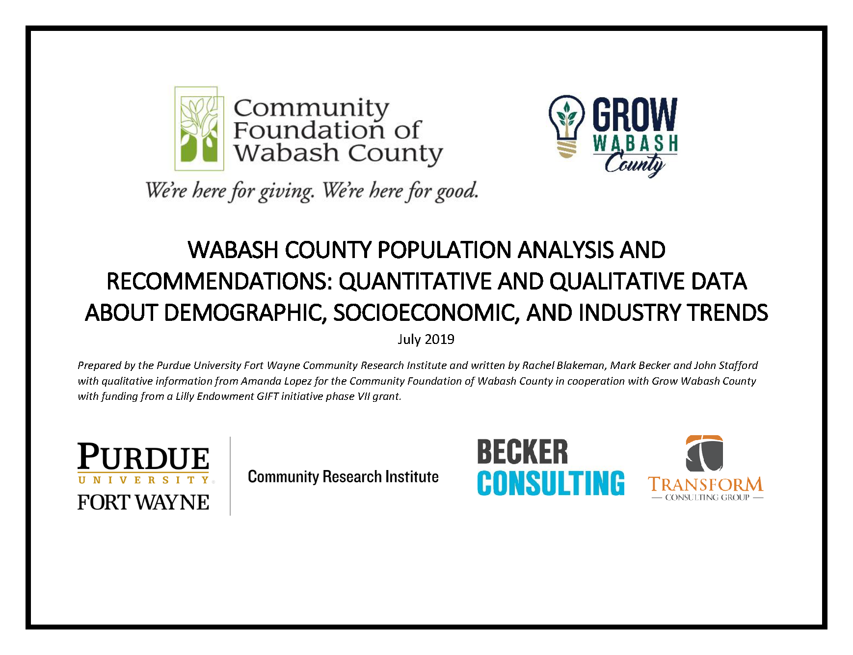 Thumbnail Image For 2019 Wabash Population Study Full Report - Click Here To See
