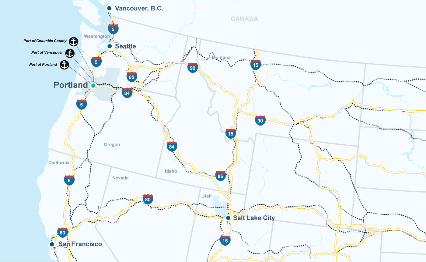 Map of Northwest United States with the Greater Portland Region highlighted.