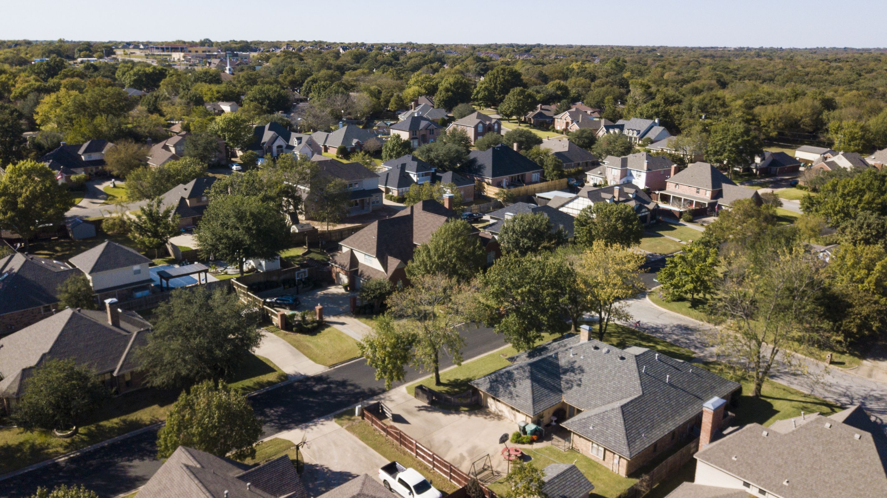 aerial shot of neighborhood