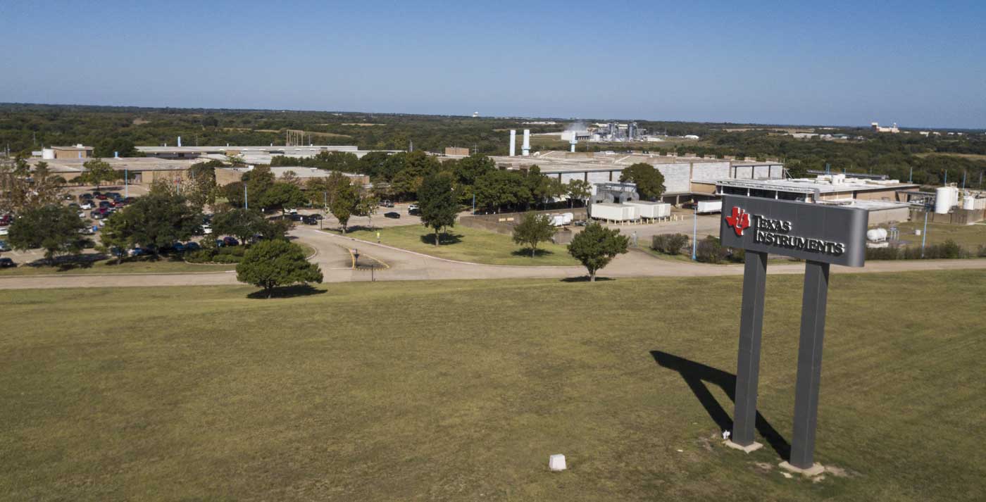 aerial view of Texas Instruments facilities