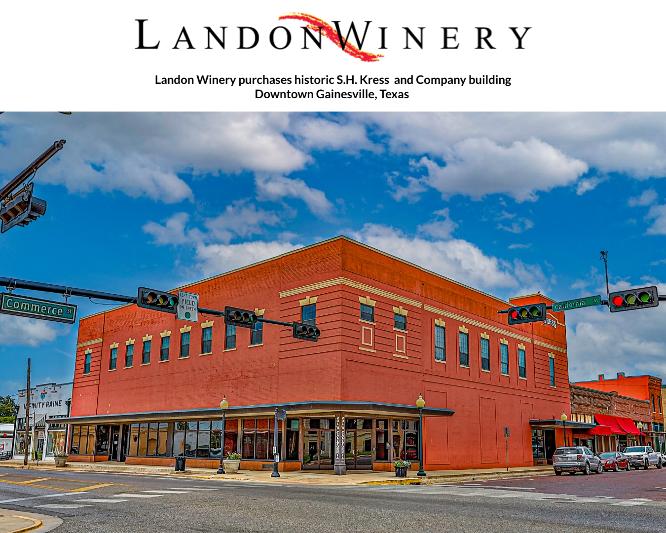 Click the LANDON WINERY PURCHASES HISTORIC S.H. KRESS AND COMPANY BUILDING IN GAINESVILLE, TX slide photo to open