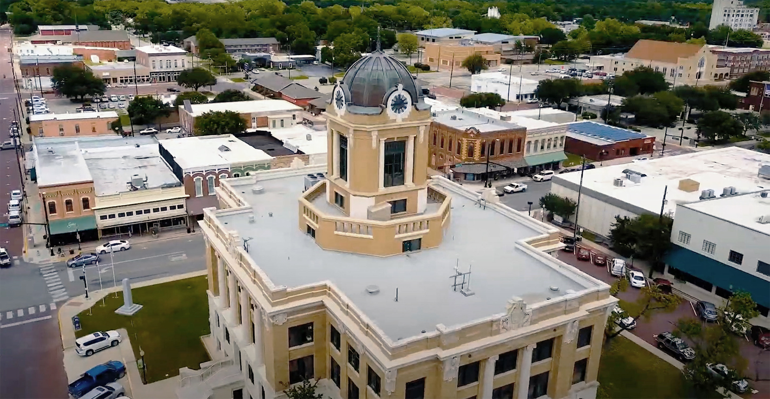 aerial view of courthouse